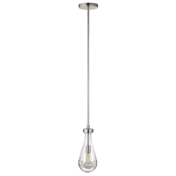 Luminaire suspendu Twyla Hailey Home 5 po l. nickel avec abat-jour en verre transparent