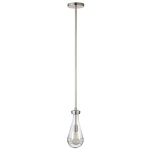 Luminaire suspendu Twyla Hailey Home 5 po l. nickel avec abat-jour en verre transparent