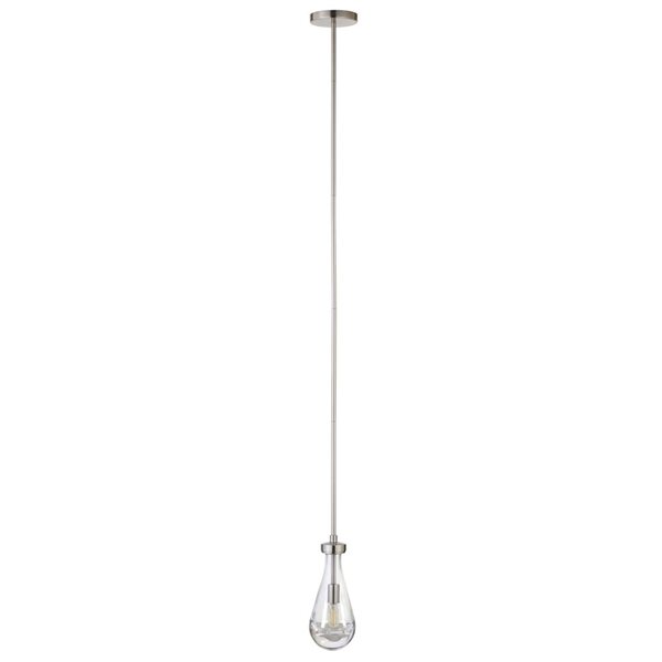 Hailey Home Twyla 5-in W Brushed Nickel Pendant Ceiling Light w/ Clear Glass Shade