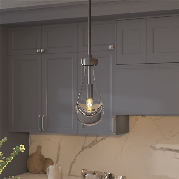 Hailey Home Twyla 5-in W Brushed Nickel Pendant Ceiling Light w/ Clear Glass Shade