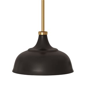 Hailey Home Mackenzie 10.75-in W Black and Brass Pendant Ceiling Light w/ Metal Shade