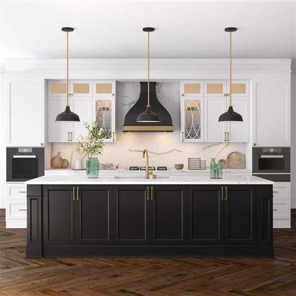 Hailey Home Mackenzie 10.75-in W Black and Brass Pendant Ceiling Light w/ Metal Shade