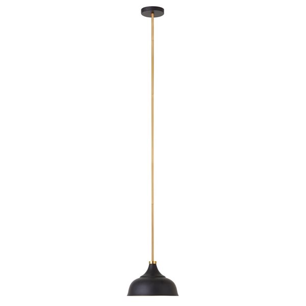 Hailey Home Mackenzie 10.75-in W Black and Brass Pendant Ceiling Light w/ Metal Shade