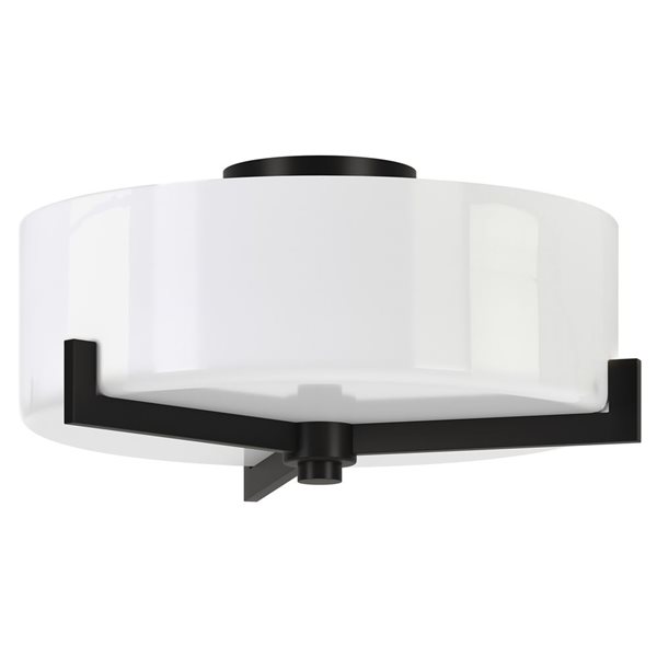 Hailey Home Hamlin 17-in W Black 2-Light Semi Flush Mount Light w/ Glass Shade