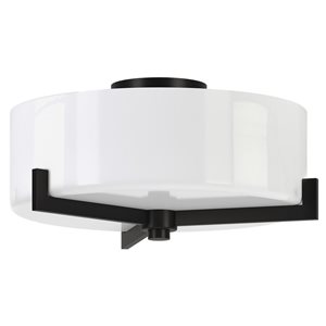 Hailey Home Hamlin 17-in W Black 2-Light Semi Flush Mount Light w/ Glass Shade