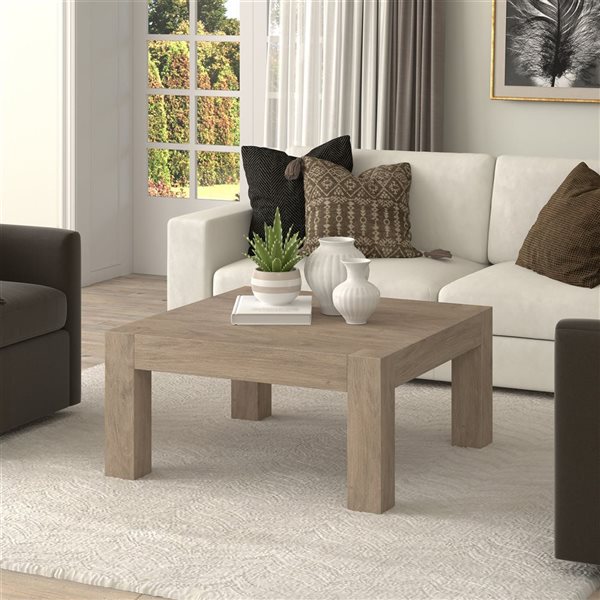 Table basse carrée Langston de Hailey Home gris chêne en composite