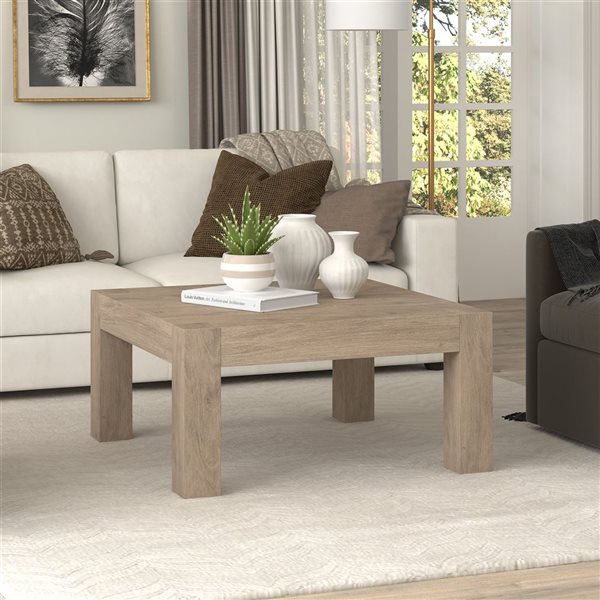 Table basse carrée Langston de Hailey Home gris chêne en composite