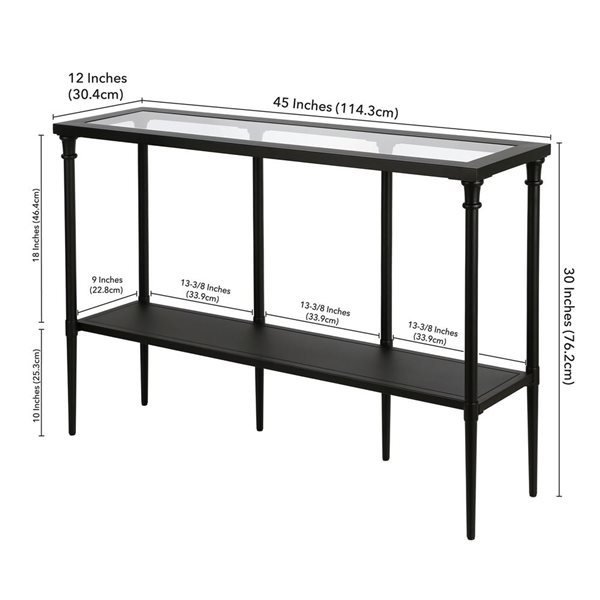 Hailey Home Dafna 45-in W Blackened Bronze Metal Modern Console Table w/ Glass Top