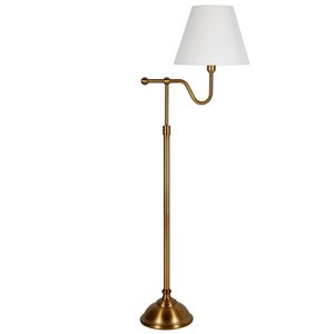 Hailey Home Wellesley 63-in H Brass Floor Lamp w/ White Fabric Shade