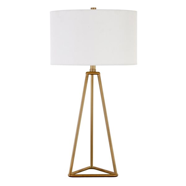 Lampe de table Gio de Hailey Home 26,13 po h. métal fini laiton avec abat-jour en tissu blanc