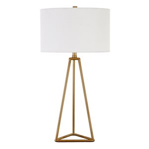 Lampe de table Gio de Hailey Home 26,13 po h. métal fini laiton avec abat-jour en tissu blanc