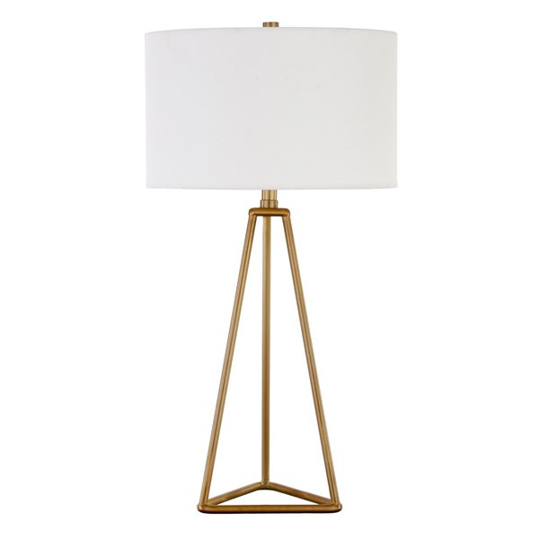 Hailey Home Gio 26.13-in H Brass Metal Table Lamp with White Fabric Shade