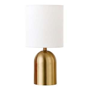 Hailey Home Talbot 13.25-in H Brass Mini Lamp w/ White Fabric Shade