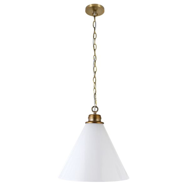 Hailey Home Canto 16-in W Brass Pendant Ceiling Light w/ Frosted Glass Shade