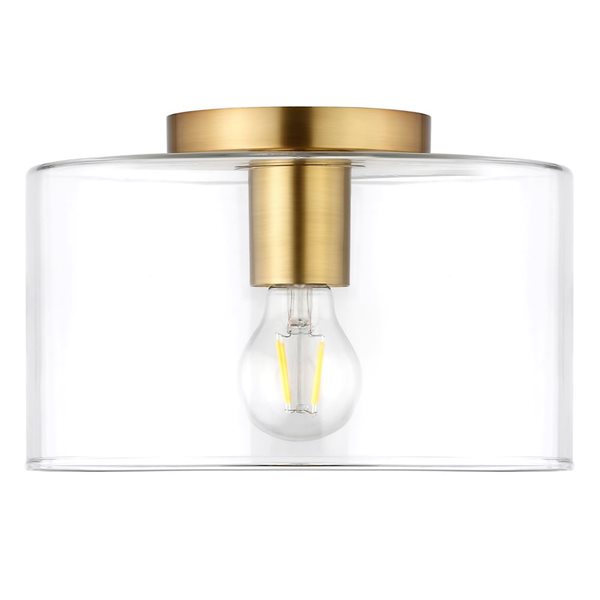 Hailey Home Henri 10-in W Brass Flush Mount Light w/ Clear Glass Shade