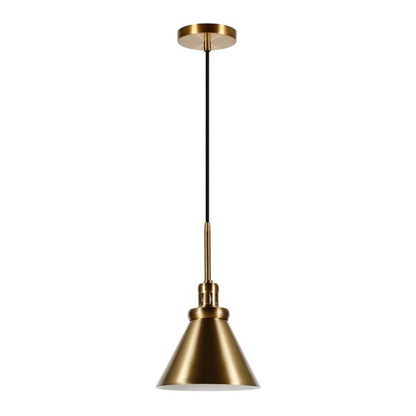 Hailey Home Zeno 8.5-in W Brass Pendant Ceiling Light w/ Metal Shade