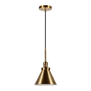 Hailey Home Zeno 8.5-in W Brass Pendant Ceiling Light w/ Metal Shade