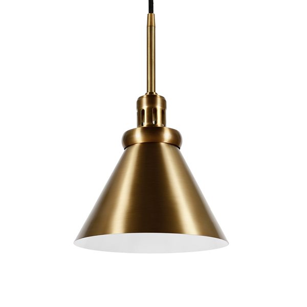 Hailey Home Zeno 8.5-in W Brass Pendant Ceiling Light w/ Metal Shade