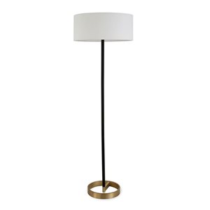 Hailey Home Estella 62-in H Black and Brass Floor Lamp w/ White Fabric Shade