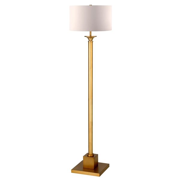 Hailey Home Hadley 65-in H Brass Floor Lamp w/ White Fabric Shade