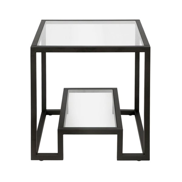 Table d'appoint carrée Athena de Hailey Home noir avec surface en verre