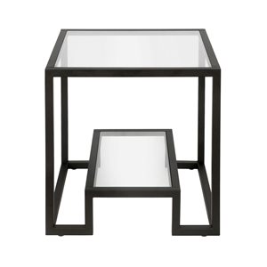 Table d'appoint carrée Athena de Hailey Home noir avec surface en verre