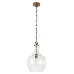 Hailey Home Verona 11-in W Brass Pendant Ceiling Light w/ Bubble Glass Shade