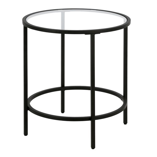 Hailey Home Sivil Black Glass Round End Table