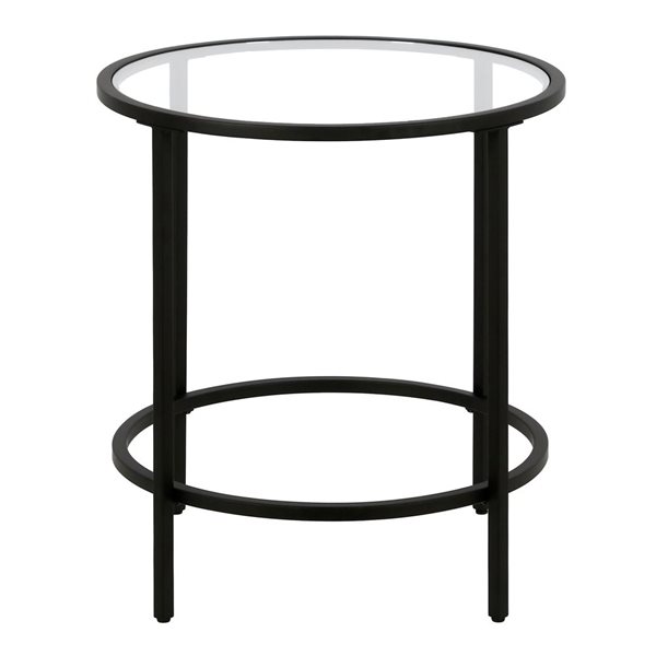 Hailey Home Sivil Black Glass Round End Table