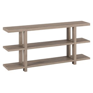 Hailey Home Acosta 64-in W Antiqued Grey Oak MDF Farmhouse 3-Shelf Console Table