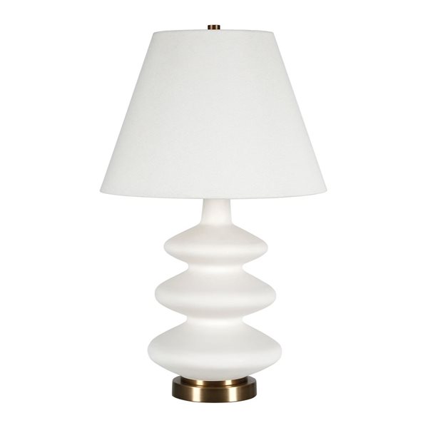 Lampe de table Carleta de Hailey Home 26,5 po h. blanc en forme de courge triple avec abat-jour en tissu blanc