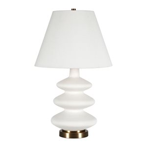 Lampe de table Carleta de Hailey Home 26,5 po h. blanc en forme de courge triple avec abat-jour en tissu blanc