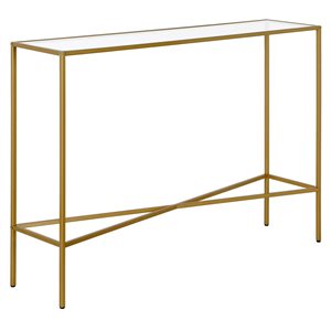 Hailey Home Henley 42 W x 30-in H Brass Metal Industrial Console Table w/ Glass Top