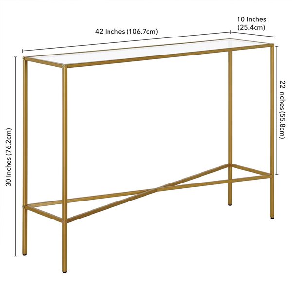 Hailey Home Henley 42 W x 30-in H Brass Metal Industrial Console Table w/ Glass Top