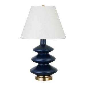 Lampe de table Carleta de Hailey Home 26,5 po h. bleu en forme de courge triple avec abat-jour en tissu blanc