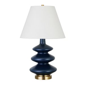 Hailey Home Carleta 26.5-in H Blue Triple Gourd Table Lamp with White Fabric Shade