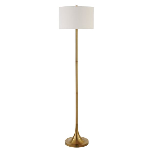 Hailey Home Josephine 62-in H Brass Floor Lamp w/ White Fabric Shade