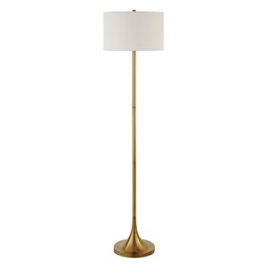 Hailey Home Josephine 62-in H Brass Floor Lamp w/ White Fabric Shade