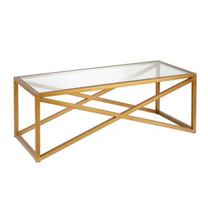 Hailey Home Calix Brass Glass Coffee Table