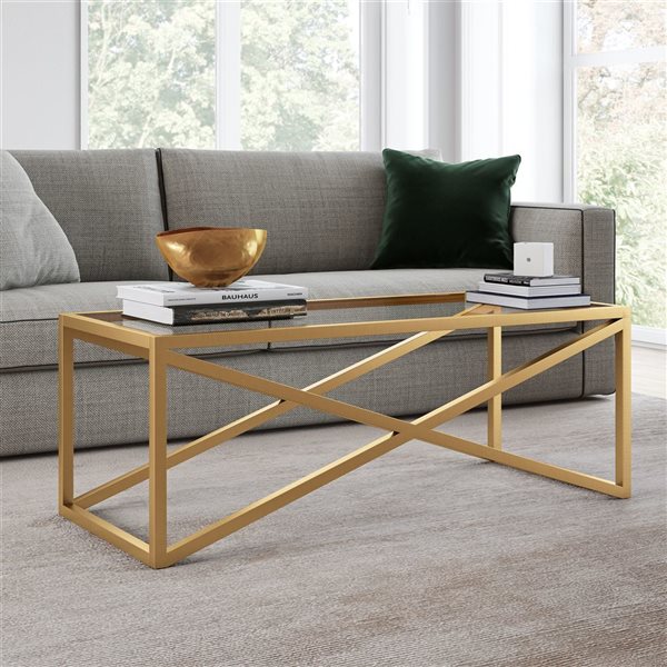 Table basse Calix de Hailey Home laiton avec surface en verre