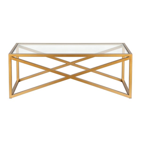 Table basse Calix de Hailey Home laiton avec surface en verre