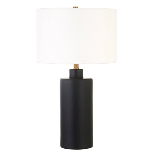 Lampe de table en céramique Carlina de Hailey Home 25 po h. noir mat avec abat-jour en tissu