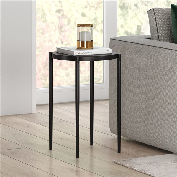 Hailey Home Wayne Black Metal Round End Table