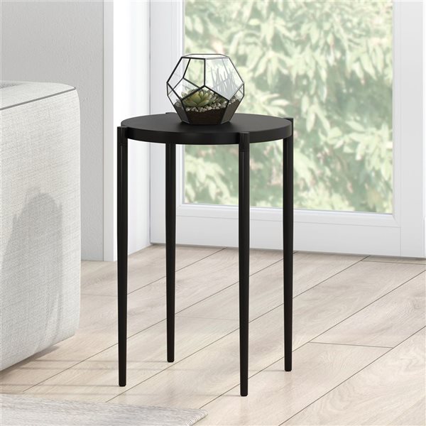 Hailey Home Wayne Black Metal Round End Table