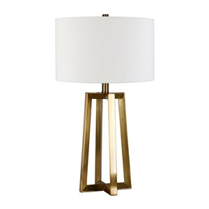 Lampe de table Helena de Hailey Home 24,5 po h. métal fini laiton avec abat-jour en tissu blanc