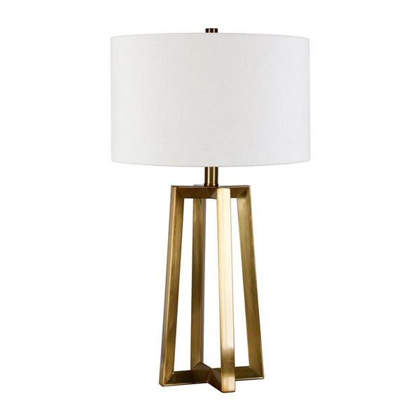 Hailey Home Helena 24.5-in H Brass Metal Table Lamp with White Fabric Shade