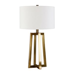 Hailey Home Helena 24.5-in H Brass Metal Table Lamp with White Fabric Shade