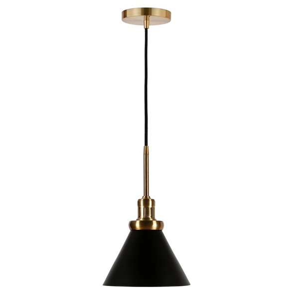 Hailey Home Zeno 8.5-in W Black Pendant Ceiling Light w/ Metal Shade