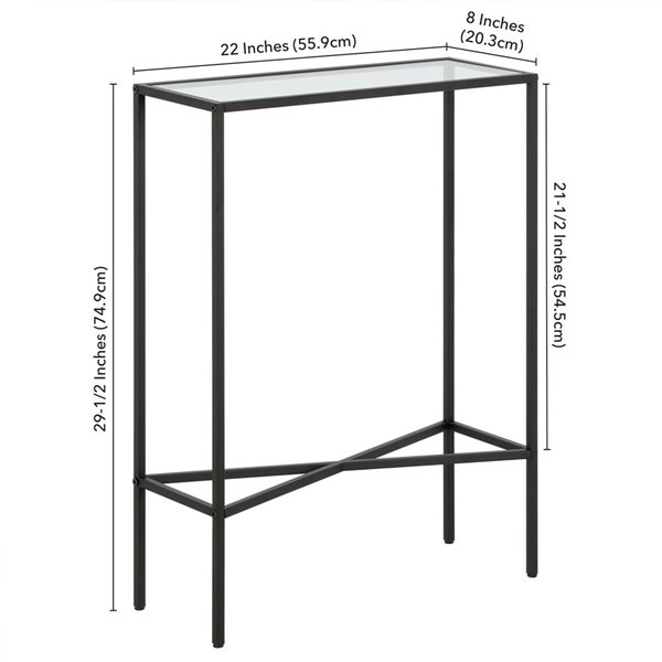 Hailey Home Henley 22 W x 29.5-in H Blackened Bronze Metal Industrial Console Table w/ Glass Top