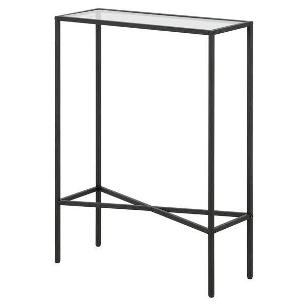 Hailey Home Henley 22 W x 29.5-in H Blackened Bronze Metal Industrial Console Table w/ Glass Top